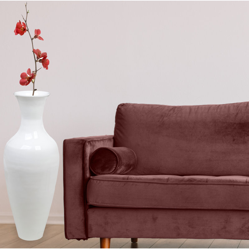 Grand vase de plancher en bambou Claxton, Blanc, H 37 po x l 14 po x P 14 po