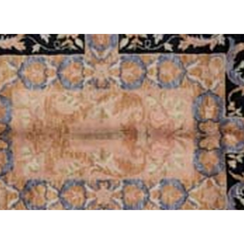 Hand-Knotted High-Quality Black and Beige Area Rug