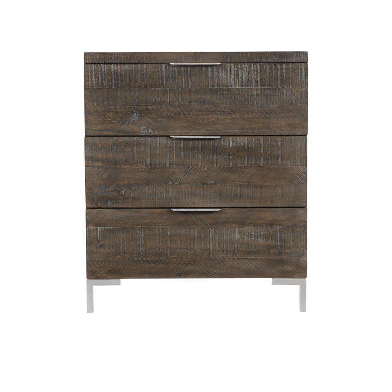 Logan Square Sable Brown Distressed Pine 3-Drawer Nightstand