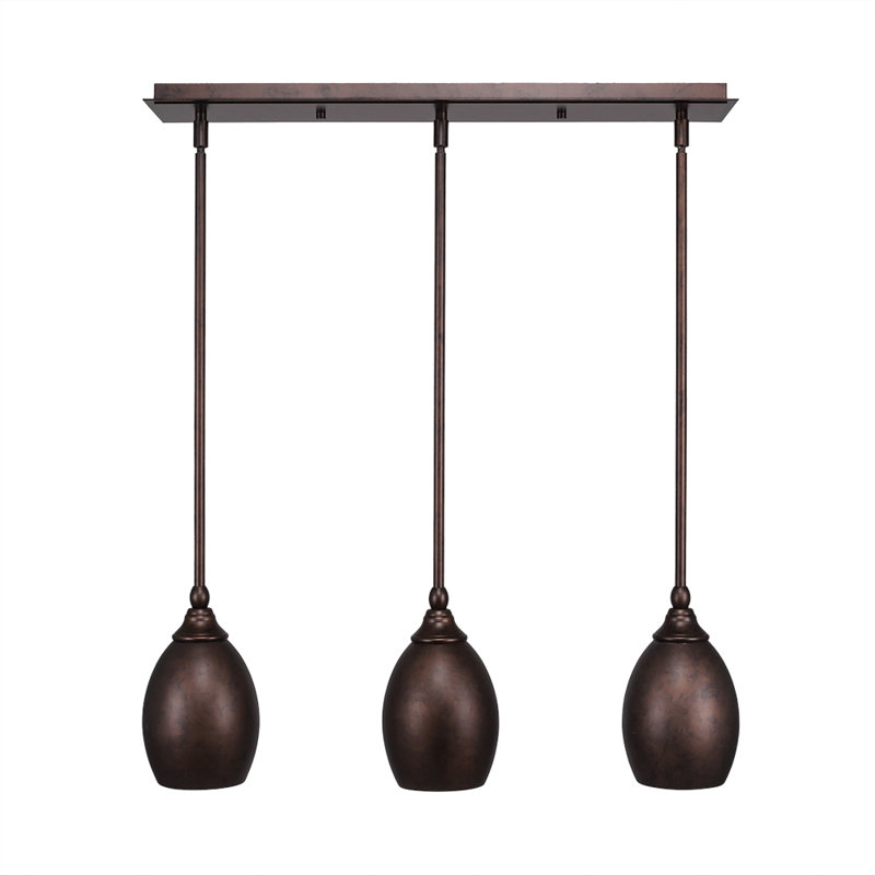 3 Light Stem Hung Linear Pendalier Shown With 5", Bronze