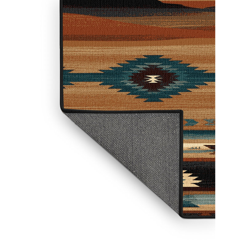 Washable Mesa and Butte Southwestern Area Rug, Round 6'