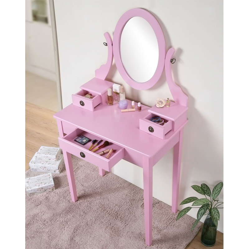 Bureau de coiffeuse avec tabouret, Rose