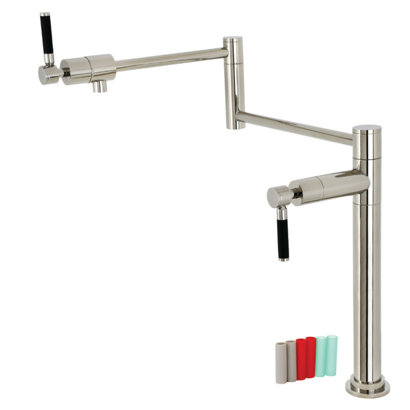 Kingston Brass Kaiser Two-Handle 1-Hole Deck Mount Pot Filler Faucet, Polished Nickel