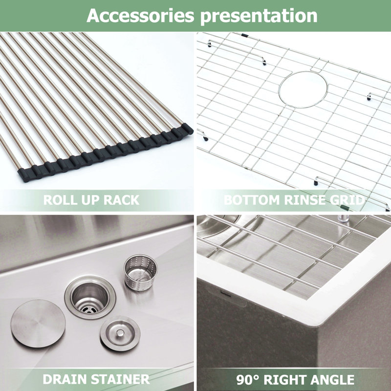 25"X22"X12" Stainless Steel Laundry Utility Sink Drop In Topmount Deep Single Bowl Kitchen Sink Basin