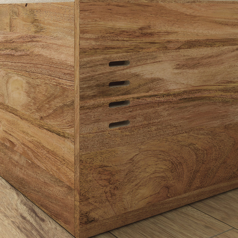 Lit simple à finition brune avec deux tiroirs pour plus de rangement, plateforme, bois de manguier chaud, linge de maison et de petits espaces idéal, finition en bois, tiroirs à glissement lisse, butées, convient