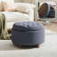 Repose-pieds 25 po avec rangement capitonné rond et coussin capitonné-1661750265