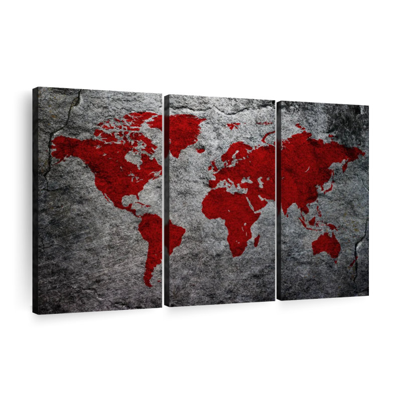 «Boulder World Map», reproduction sur toile, H 28 po x l 45 po x 1,25 po