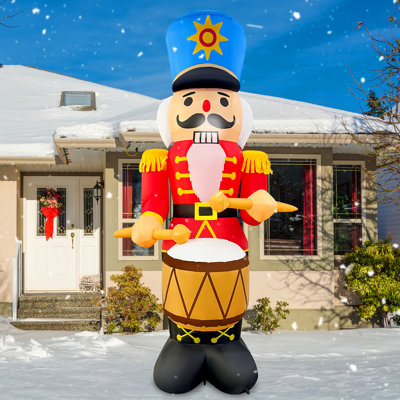 8 FT Lighted Christmas Inflatable Nutcracker Soldier With Exclusive Chest Drumming Design