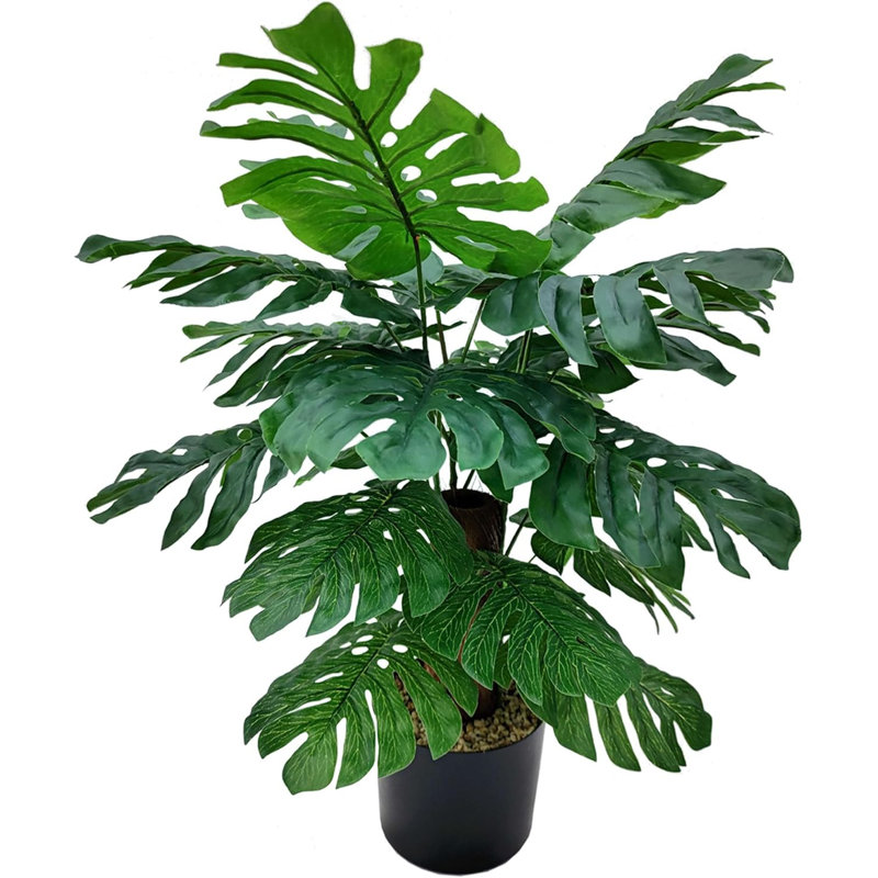 Ensemble de 2 plantes en pot 24 po avec feuilles de soie réalistes Monstera