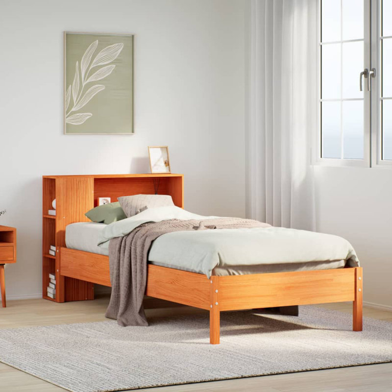Pietras Solid Wood Bed, Brown, Small Single (2'6)