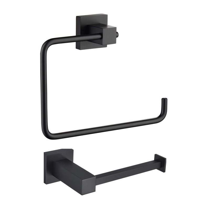 Cube 2 - Piece Bathroom Hardware Set, Matte Black