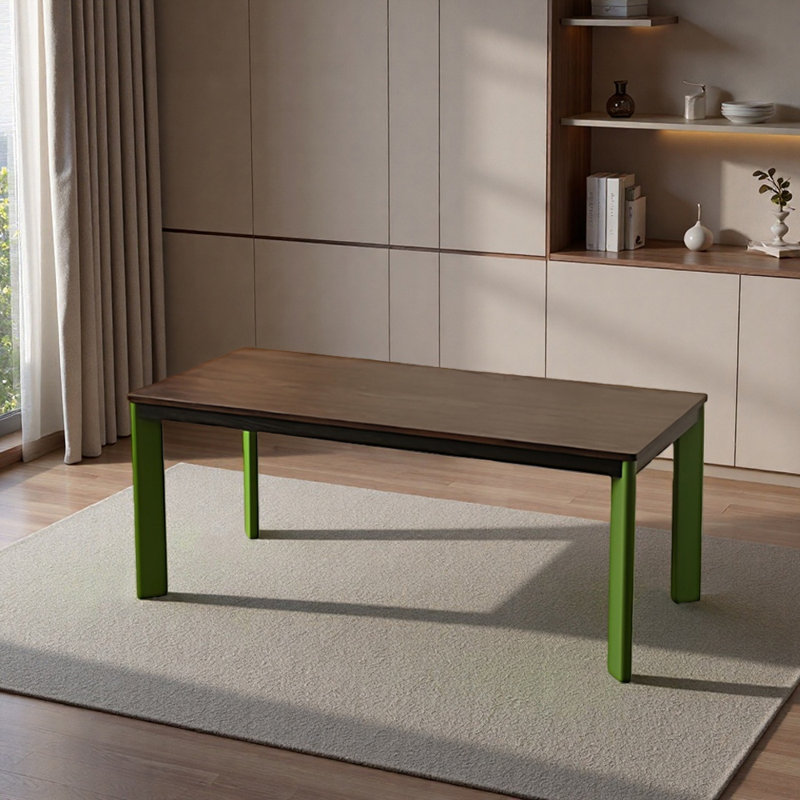 Bureau en chêne rouge et bureau d'ordinateur de qualité unique, H 29,52 po x l 78,74 po x P 35,43 po, Vert