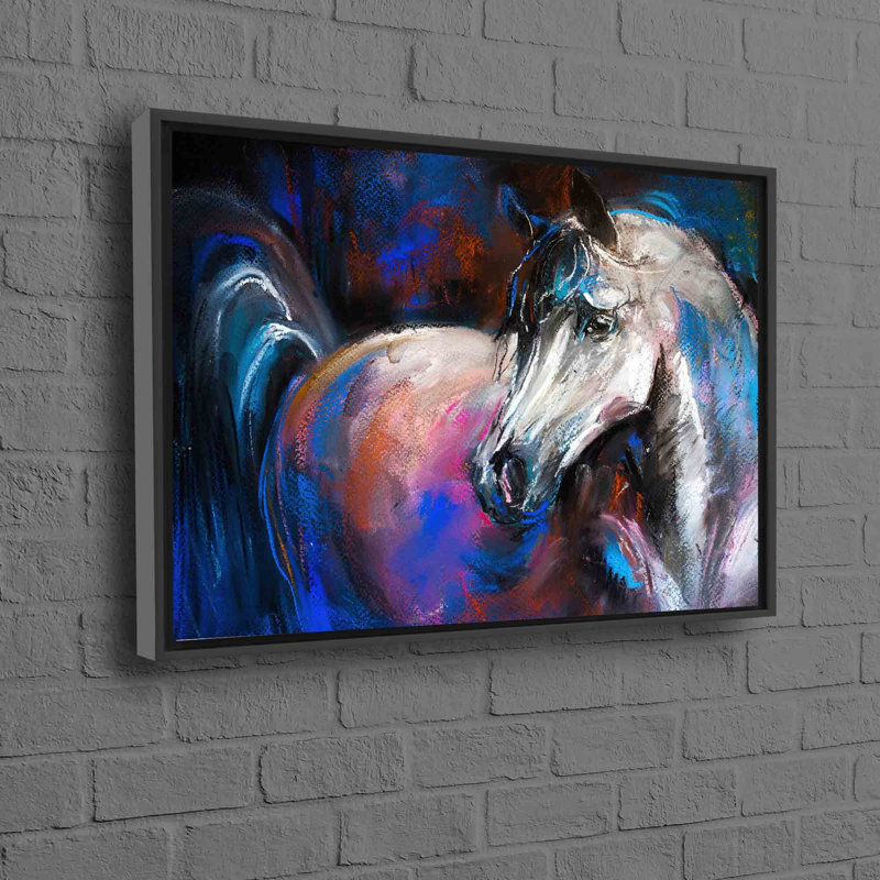 Horse Oil Painting Print on Abstract Art Canvas Depicting Majestic Animal for Unique and Modern Home Decor, 20 cm H x 30 cm W