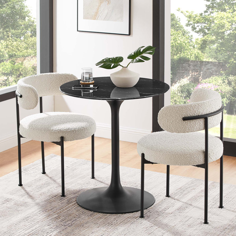 Table de bar Lippa, plateau rond en marbre artificiel, par Modway, Table standard (hauteur de 28,5 po), Noir