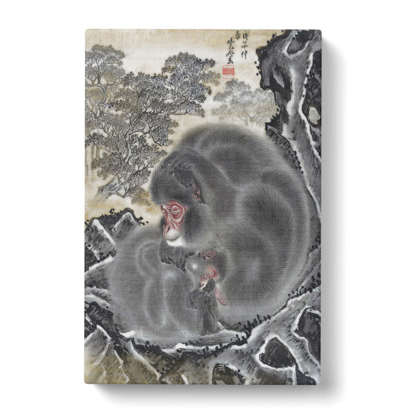 Monkeys by Kawanabe Kyosai - Wrapped Canvas Painting, 50cm H x 35cm W x 3cm D