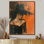 «Black Orange Vintage Glamour Woman - Fashion Woman, art sur toile