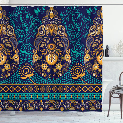 Floral Shower Curtain with Hooks Included