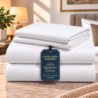 Ensemble de draps 4 pièces pour lit simple, 100 % coton égyptien, 1000 fils/cm², blanc