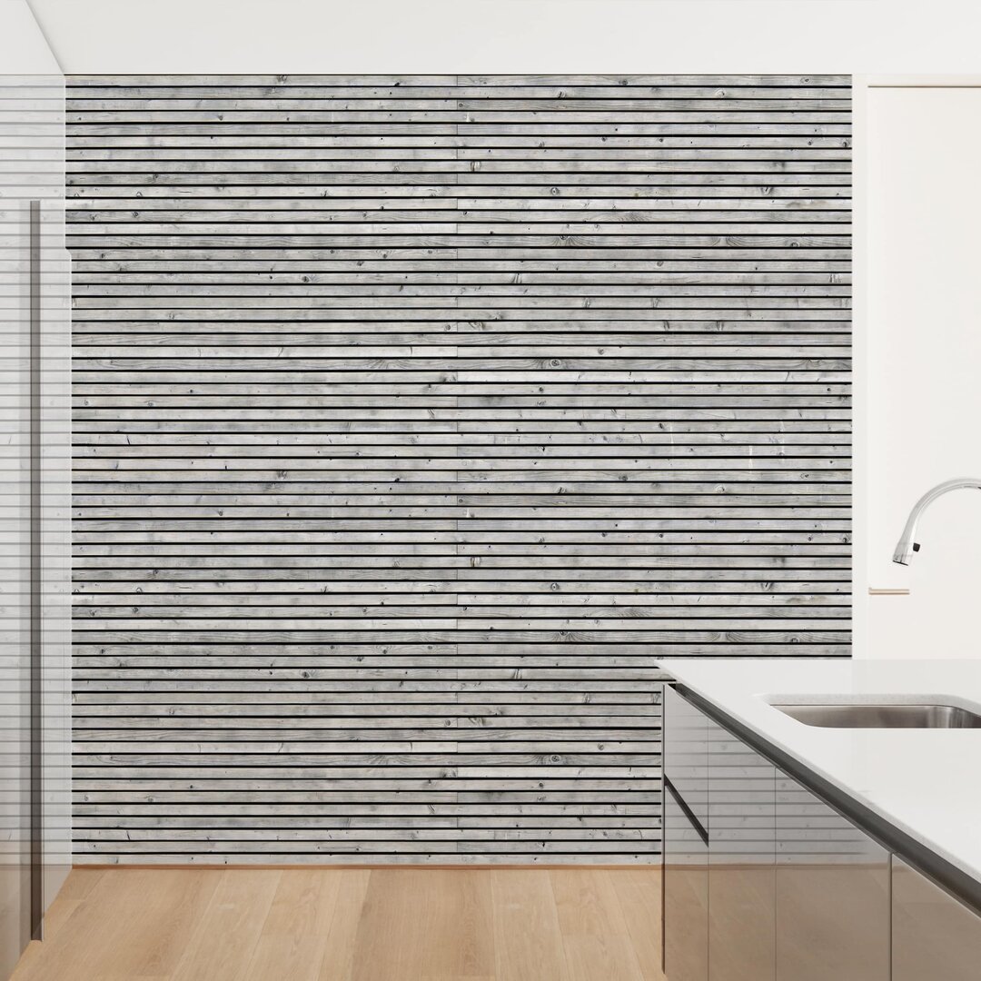 Strukturierte Fototapete Wooden Wall with Narrow Black and White Strips 3,36 m x 336 cm