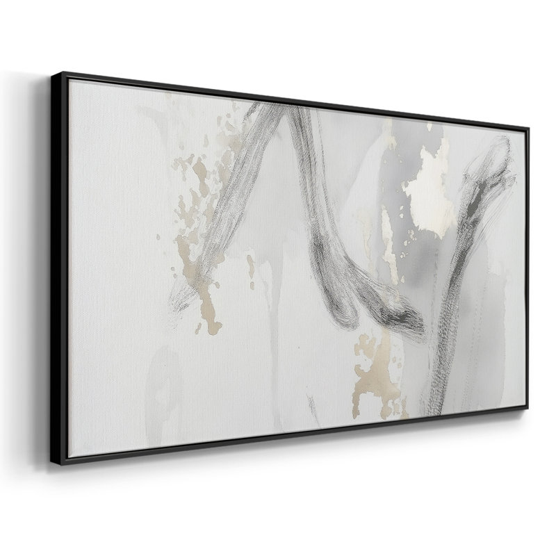 Série abstraite-Dxxxiv- Toile tendue avec châssis tendue, prête à être accrochée, Noir, H 21 po x l 41 po