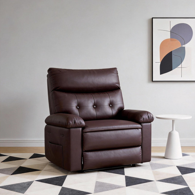 Fauteuil inclinable berçant de 22 po de largeur avec siège surdimensionné, Marron foncé