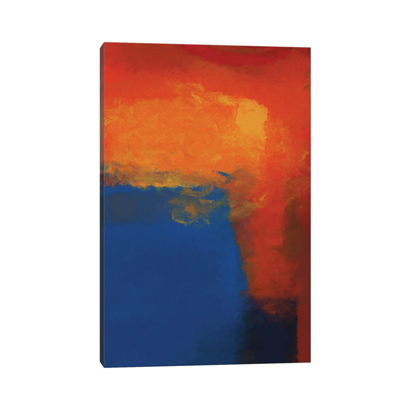 Red, Blue And A Little Bit Of Black And Yellow by Angel Estevez - Wrapped Canvas Painting, 20.32 cm H x 30.48 cm W