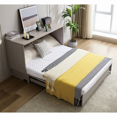 Cabinet Bed With Storage, Bed ,Folding Foam Mattress & Oversized Drawers, Murphy Bed , Set Of Sockets & USB Ports,Space-Saving Folding Murphy Bed
