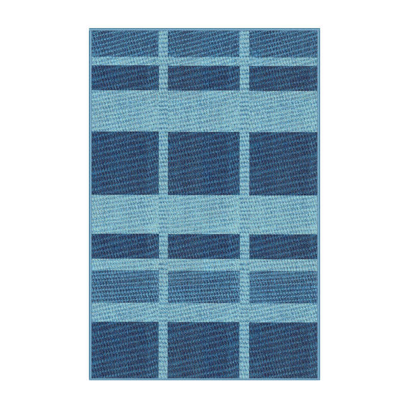Tapis bleu/bleu ciel à motifs Horning, Rectangle 3 pi x 5 pi