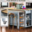 Îlot de cuisine extensible 47,2 po x 19,7 po, placage en bois d'hévéa, tablettes réglables, prise de courant, 6 + 2 roues, îlot à charnières à fermeture en douceur avec table de salle à manger, rangement interne, 2 prises de courant, 1, type C,-914364004