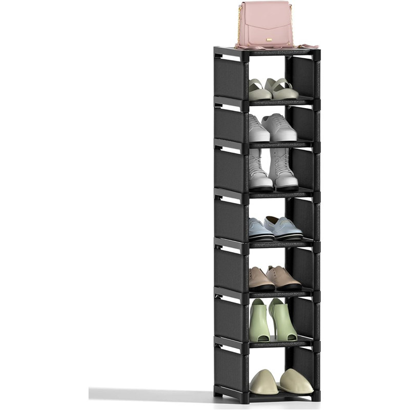 Range-chaussures vertical à 8 niveaux - Organisateur de métal mince et peu encombrant pour placard, entrée ou chambre à coucher
