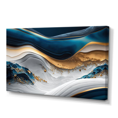 Abstract Geode Waves Blue II - Print on Canvas