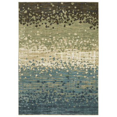 Tapis rayé bleu / brun Rayan