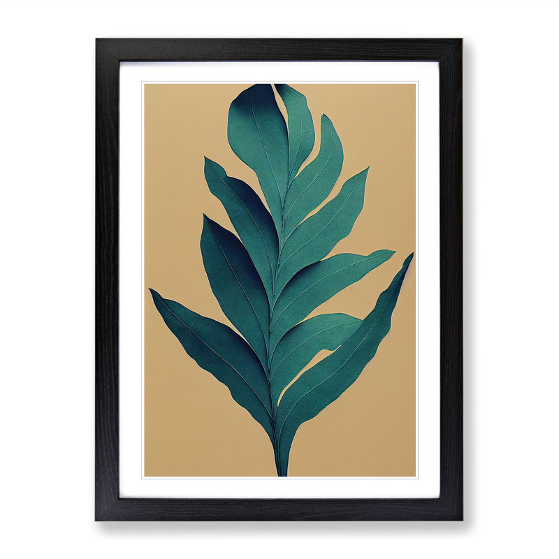 Bold Plant Leaves Vol.4 1 Piece Single Picture Frame Wall Art, 64cm H x 46cm W x 2cm D, Grey Framed