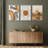 Mid-Century Geometric Sun Desert Plants - 3 Piece Floater Frame Graphic Art Set on Canvas-73721073-73721077