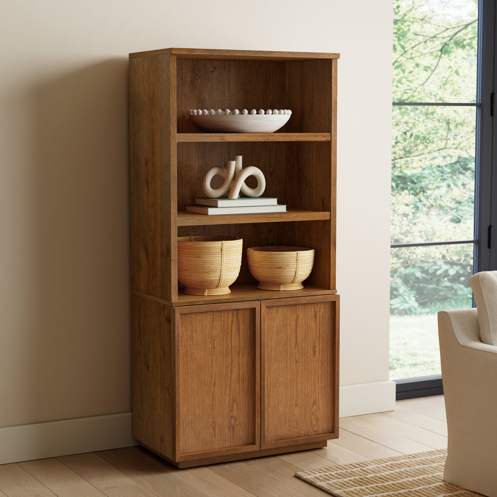 Hudson 30" Bookcase, Medium Oak