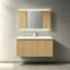 Meuble-lavabo suspendu double vasque de 122 cm (48 po) avec rangement dissimulé et armoire sous-vasque contemporaine, chêne jaune-789063267-789063271