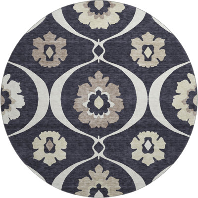 Premium Machine Washable Prisco Black Rug