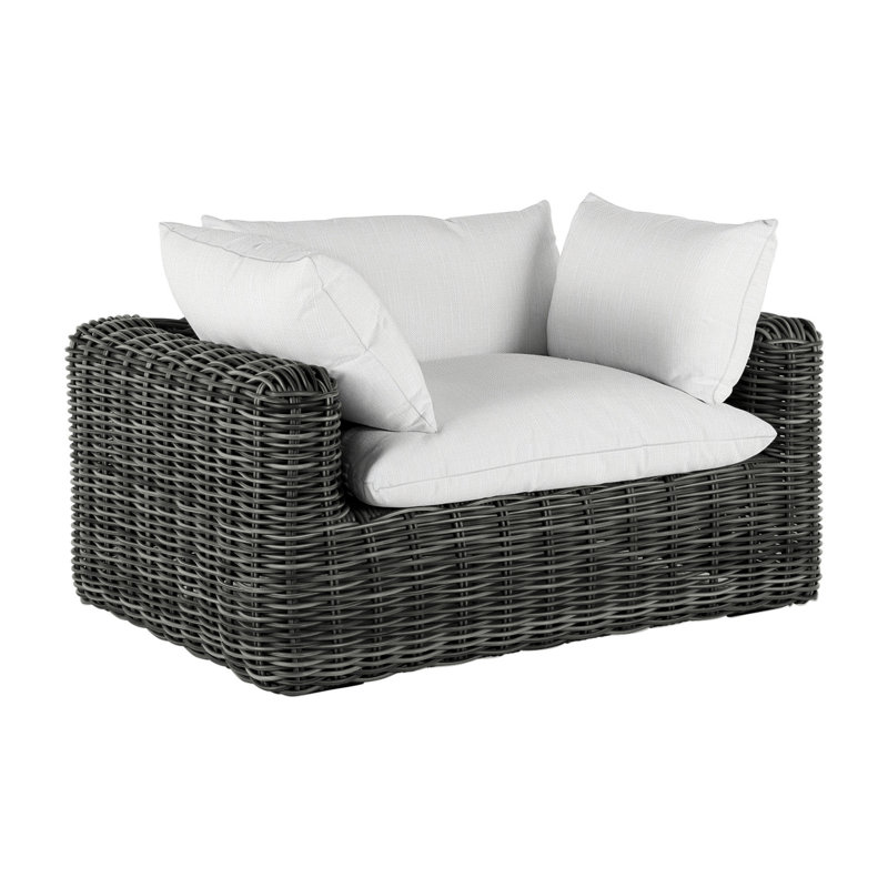 Montecito Patio Chair with Cushions, Raffia, Rollo Lace, Welt
