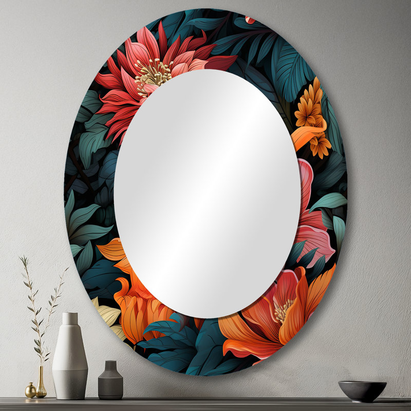 Grand miroir mural ovale en métal togut, H 43 po x l 33 po