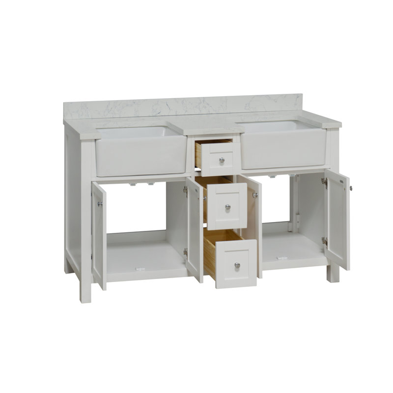 Meuble-lavabo double l 60 po Yorkshire, Blanc