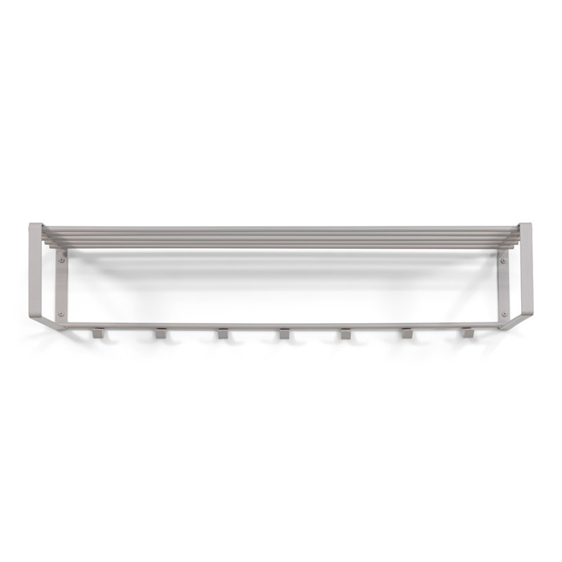 Rex Steel Wall 7 - Hook Wall Mounted Coat Rack, Grey