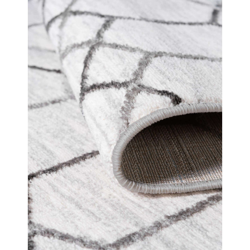 Tapis ivoire / gris Isayana, Octogone 5 pi 3 po x 5 pi 3 po