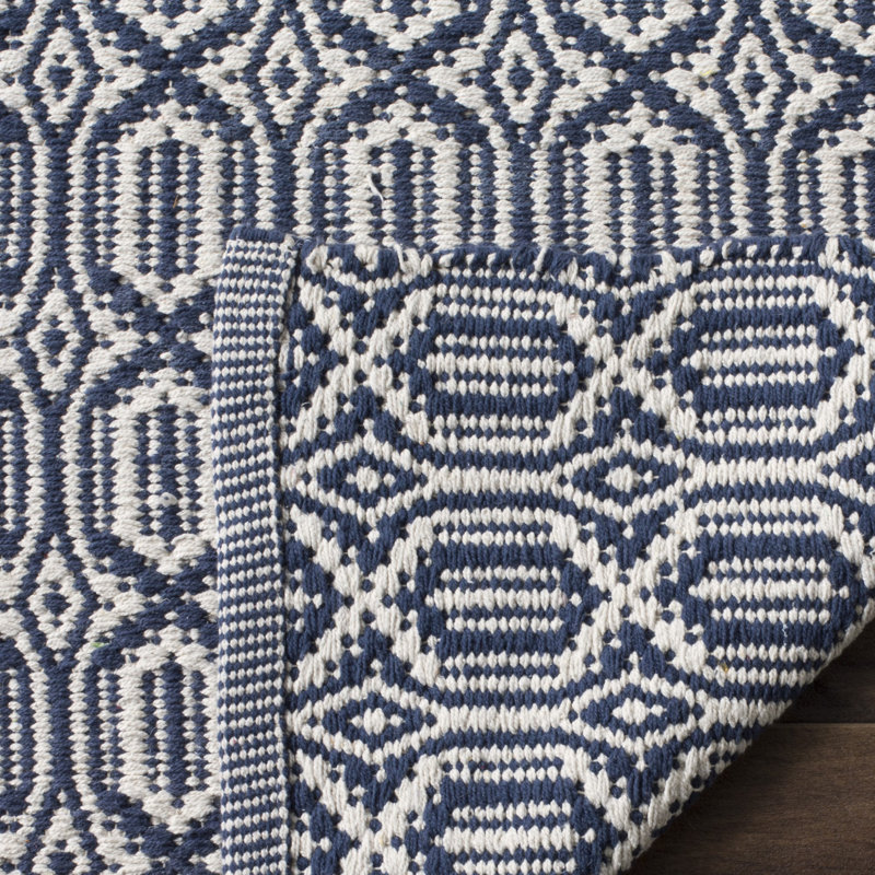 Tapis géométrique en coton tissé à la main Melaina, Rectangle 6 pi x 9 pi