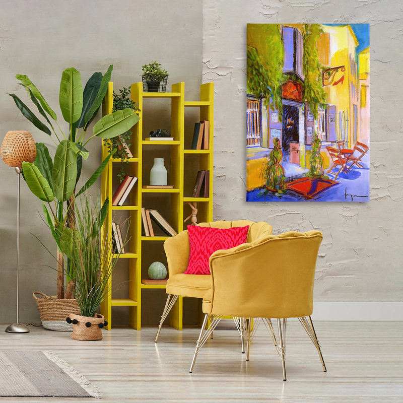 Art traditionnel sur toile, magasin de chaussures traditionnel par David Drost, H 45 po x l 30 po