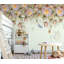 Papier peint texturé amovible à motif floral orange et rose rétro-544529661