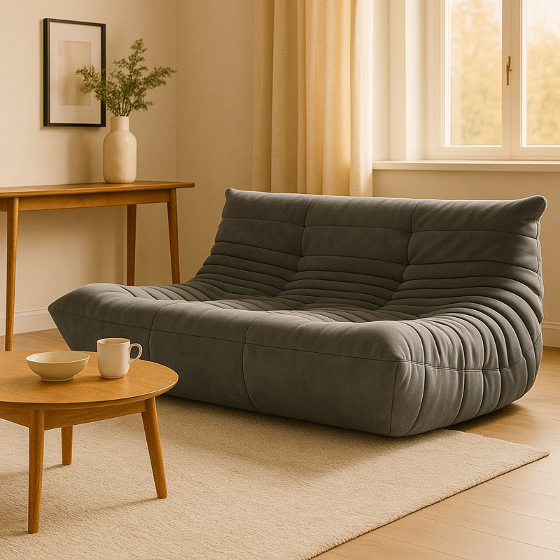 Fauteuil à billes 3 places sans accoudoirs, Microfibre / microsuède gris