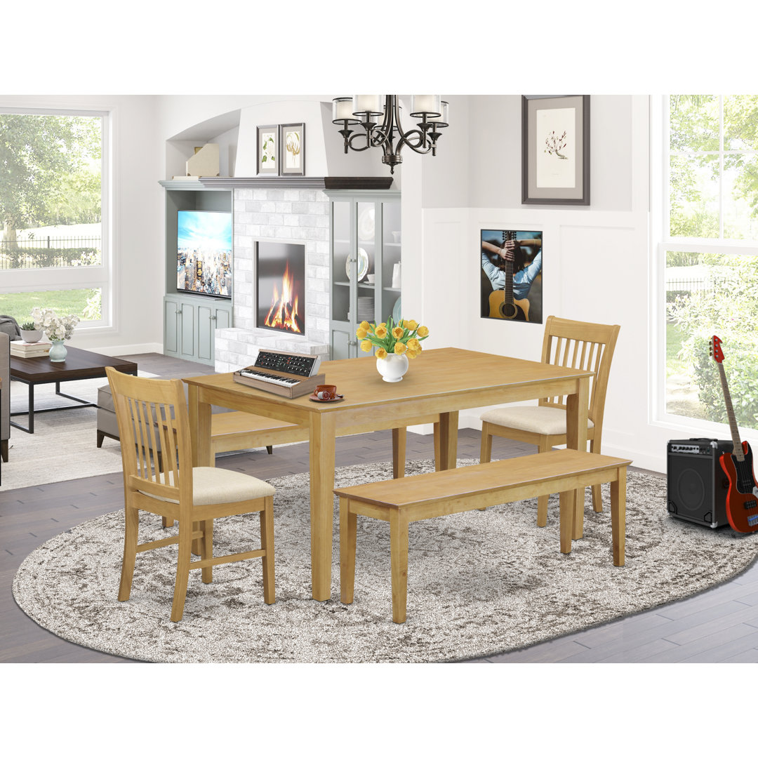 Alingtons Rubberwood Solid Wood Dining Set Winston Porter 