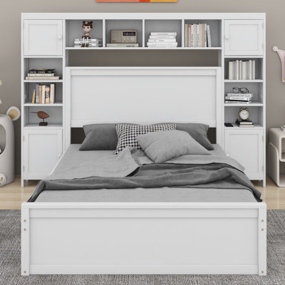Wooden Bed With All-In-One Cabinet