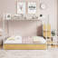 Lit simple superposé au dessus d'un lit double avec escalier de rangement et tiroirs-1018955393