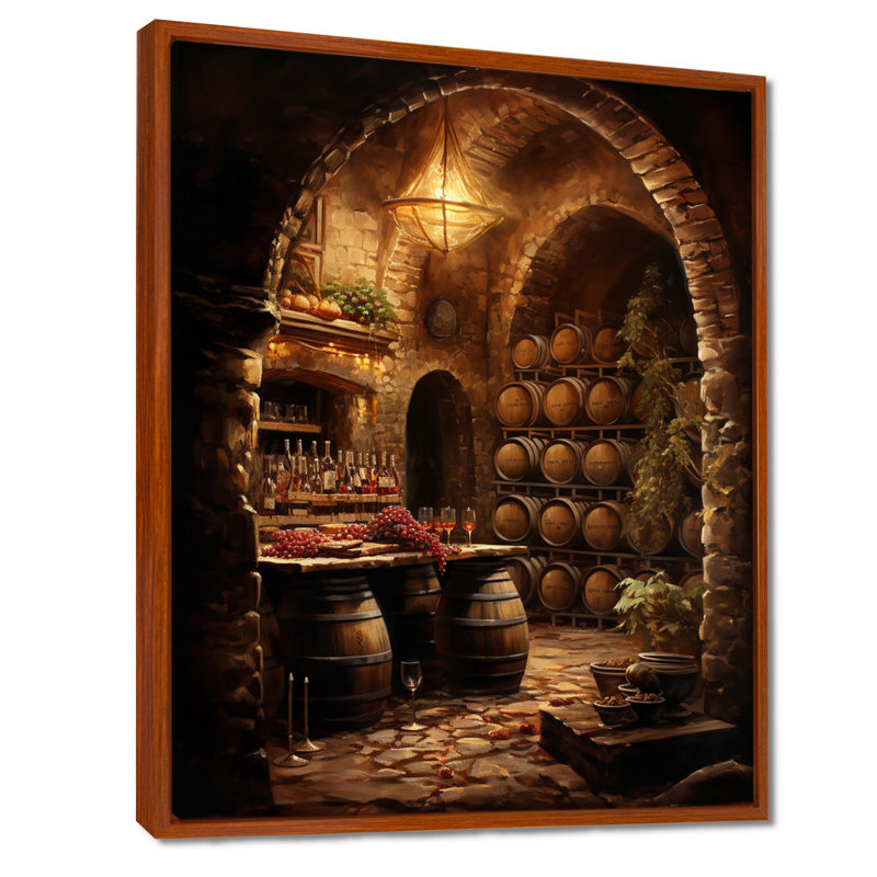 Harmonie de cave à vin - Art mural champagne, H 32 po x l 16 po x P 1 po, Cadre flottant brun